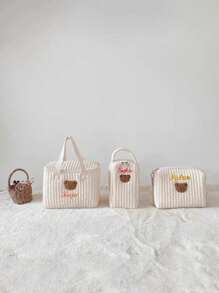 1pc Customized Multifunction Small Bear Mom Bag, Custom Embroidered Letter Large Capacity Stroller Hanging Bag, Cosmetic Bag, Portable Toiletry Bag, Suitable For Daily Use Or As A Gift For Family, Friends, Christmas, Easter, Spring Festival, Mother's Day, Women's Day, Valentine's Day, Teacher's Day, Nurse's Day, Birthday - Multicolor - View 7