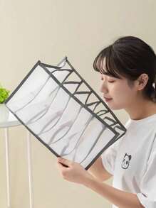 1 pièce grand diviseur de vêtements pour garde-robe, boîte de rangement de 7 armoires, boîte de rangement de tiroir lavable, sac de rangement pliable pour sous-vêtements - Gris - Voir 5