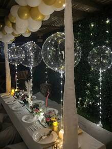 12 szt. (6 zestawów) - lampki LED na balony, przezroczysty wzór Bobo Ball, urodziny, ślub, rocznica, walentynki, letnia dekoracja na przyjęcie na plaży, dekoracja przyjęcia w pomieszczeniu, ciepłe białe prezenty powrót do szkoły artykuły szkolne wystrój pokoju