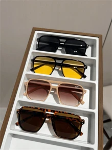 5pcs Pilot Style Men's Fashion High-End Eyeglasses Set, Outdoor Street Wear For Summer Beach Vacation,Outdoor,Travel - Multicolor - View 2