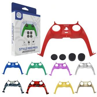 TOPWOLF 5 In 1 Set Gamepad Cover For PS 5 Front Middle Controller Replacement Decorative Cover +4pcs Thumb Grips For Playstation 5 Games Accessories ABS Materials Real Controller Mold Opening(Game Controller Not Included)