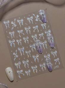 1pc 5D Glossy Jelly Bow Nail Art Sticker, Self-Adhesive Nail Sticker, DIY Nail Design Sticker, Nail Decoration Sticker Nails Nail Supplies - Multicolor - View 5