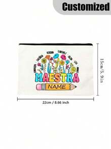 1 件教师字母和花卉图案定制名字化妆包个性化名字铅笔袋旅行洗漱用品收纳袋教师礼物、多用途、大容量、多功能、多功能、彩色、可爱、可爱、简约、有趣、卡哇伊、Y2K、极简主义、通勤、商务休闲、基础款、定制、个性化、独特、定制、送给他的理想礼物、送给她、她、家人、朋友、女朋友的理想礼物、周年纪念日、生日、节日/度假、户外/郊游/旅行/徒步旅行/体育场/运动/登山、商务/通勤/工作/办公室、度假 - 彩色 - 查看 7