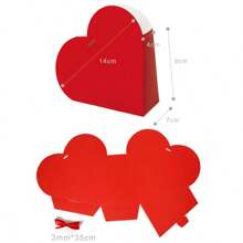 10 piezas Cajas de embalaje de papel en forma de corazón de doble cara color rojo, cajas de regalo plegables con diseño de amor para bodas y fiestas, embalaje creativo para dulces y repostería
