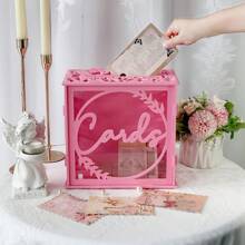 Wedding Card Box Graduation Card Box, Pink/Blue PVC Gift Card Box With Slot And Acrylic Window, DIY Large Card Box For Wedding Reception Party Graduation Baby Shower Birthday Decorations - Wedding Card Box - View 6