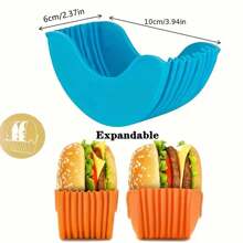 4pcs Reusable Expandable Hamburger Rack, Silicone Holder, Burger Tool Rack, Storage Rack, Kitchen Storage Box, Makes Delicious Burgers Easier - Multicolor - View 2