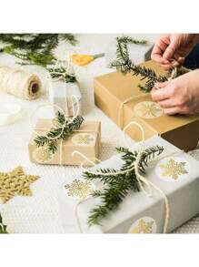 500 Piezas/Rollo de Etiquetas Autoadhesivas Transparentes con Copos de Nieve Dorados, Etiquetas Transparentes Doradas para Sobres, Revistas, Decoraciones DIY para Fiestas, Pegatinas de PVC Resistentes al Agua, Útiles Escolares, Vuelta al Colegio