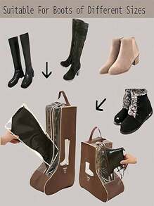 Boots Storage Bag, Portable Widen Tall Boots Storage, Short Shoe Bags For Storage, Brown Shoe Dust Proof Bags, Shoe Travel Bags For Packing, Cowboy Boots, Home Storage,Elegant Shoes Storage Bag Travel Home Non Woven Boot Bag