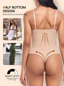 Tummy Control Waist Trainer For Women Full Body Shaper Shapewear With Steel Boned And Built-In Underwire Bra Thong Bodysuit Shaping Tummy Postpartum Shapewear Seamless Butt Tops - 米色 - 查看 6