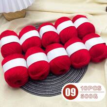 10 piezas Hilo de mezcla de seda de lujo [Aproximadamente 500g/10 Bolas por paquete] Hilo tejido suave y amigable con la piel de lana y cachemir - Adecuado para suéteres, bufandas, sombreros, mantas para bebés, cárdigans y chaquetas | Disponible en varios colores y multicolor