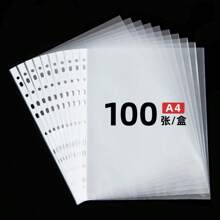 100个保护性插页，适用于8.5 x 11.0英寸纸张，顶部开口尺寸为9.25 x 12英寸。有薄款和厚款可选。厚款可重复使用。透明11孔设计，适用于三孔活页夹。 - 透明 - 查看 1