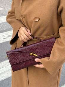 Bolso burdeos, sobre rojo cereza, sobre rojo vino - Nuevo bolso de mano de lujo con estilo europeo y americano, diseño de cocodrilo, bolso tipo sobre, bolso de cena, bolso de hombro, bolso de mensajero