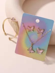 5 件套女孩蝴蝶首饰套装包括项链、手链、戒指、耳环 - 蝴蝶 - 查看 11