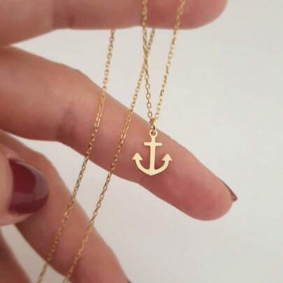 Unisex Anchor Necklace, 18K Gold Plated Stainless Steel Anchor Pendant Necklace For Men, Gold Chain Necklace, Ocean Pirate Necklace, Summer Necklace, Beach Necklace, Stainless Steel Jewelry, Gift For Family And Friends