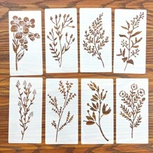 18 piezas Plantillas DIY para pintura de flores, plantillas de plástico reutilizables para madera, tela, papel - Suministros de artesanía para pintura en aerosol y graffiti