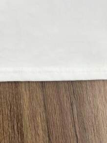 Plus Size Men's T-Shirt Set, Casual Basic Round Neck Short Sleeve T-Shirt + Sports Shorts, Fashionable Minimalist Printed Men's Outfit - Black and White - View 2