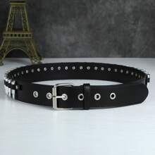 1pc Punk Y2K Style Rivet Plastic Bullet Buckle Jeans Belt, Unisex Versatile Waist Belt - Multicolor - View 4