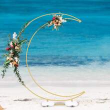 6.9ft Balloon Arch Stand Curved ,Wedding Arch Backdrop Stand, Moon Arch For Ceremony Birthday Party Bride Shower, Half Curved Arch Backdrop Stand With Rectangular Base (Gold) - Gold - View 1