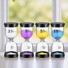 1/3/5/10/15/30 分钟黑色盖子标记玻璃计时器，家居装饰沙钟，适合儿童家庭作业、刷牙、厨房烹饪、瑜伽游戏、桌面装饰最佳礼物 - 彩色 - 查看 21