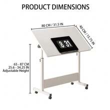 Adjustable Height Standing Desk, Foldable Standing Desk Mobile Stand Up Desk With Wheels Small Rolling Laptop Stand Portable Computer Workstations For Small Spaces And Home Offices - trắng - Xem 3