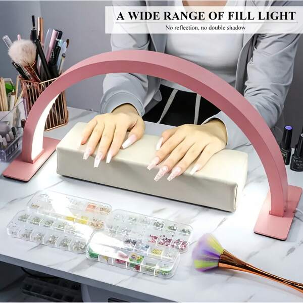 1 pieza, Lámpara de escritorio moderna LED de media luna, alimentación por USB, con botón de regulación de intensidad, utilizada para manicura, tatuajes, expansión de pestañas y cuidado de la piel, luz de decoración navideña, luz de manicura