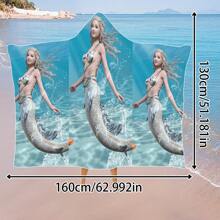 1 pièce Serviette de plage à capuche extra large, surdimensionnée, super absorbante, couverture de plage anti-sable, serviette de plage en fibre super fine, indispensable pour l'été, coupe-vent, écran solaire, plage, fête, séchage en voyage, camping, accessoires de plage, cadeau essentiel de vacances