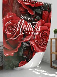 1 件/4 件母亲节花卉浴室装饰套装，带 12 个挂钩的防水浴帘，防滑浴室垫，U 型马桶垫和圆形马桶座套，适合所有浴室场合 - 彩色 - 查看 18