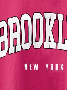 2 件套年轻女孩字母印花短袖T恤+短裤运动套装夏季运动服户外套装 - 玫紅色 - 查看 4