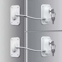 2pcs Fridge Locks With Silicone Cord, Child Fridge Lock, Friendly Freezer Lock, Black & White