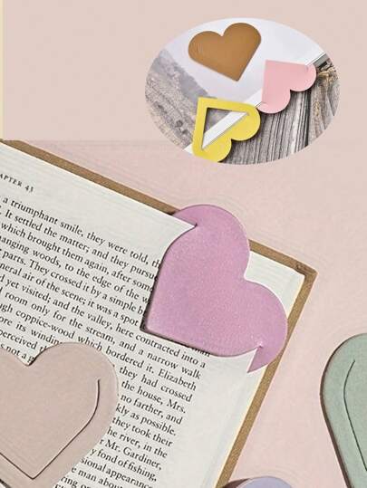 1/3/15 Stücke Kreative herzförmige Lesezeichen aus Kunstleder in verschiedenen Farben, künstlerischer Stil Lesezeichen für Studenten, Liebeslesezeichen für künstlerisch lesende Geschenkideen für Literaturbegeisterte, doppelseitige Clip-Trennblätter für Tagebücher und Bücher, Schulmaterial, Rückkehr zur Schule