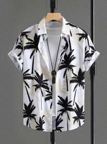 Camisa casual de hombre con estampado, estilo minimalista adecuado para el verano