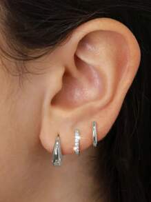 6 件优雅简约铜锆石装饰耳环套装，女士度假派对日常搭配礼物 - 款式一 - 查看 11