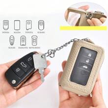 Multifunctional Fashion Smart Key Holder, Unisex, Letter Embossed Design, Transparent Window, Zipper Closure, Compatible With Smart Key, Includes Carabiner, Cute Style, Suitable For Commuting And School Use - Multicolor - View 6