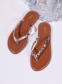 女士时尚平底人字拖，穿脱方便的轻便休闲凉鞋，适合室内、户外和海滩穿着 - 卡其色 - 查看 6