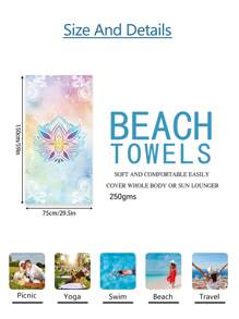 1pc Boho Mandalay Pattern Beach Blanket, Extra Large Oversized Super Absorbent Microfiber Beach Towel, Suitable For Travel, Pool, Diving, Surfing, Yoga, Camping, Available In Multiple Sizes, Beach Accessories Summer Holiday Bathroom Decor Beach Essentials - Multicolor - View 21