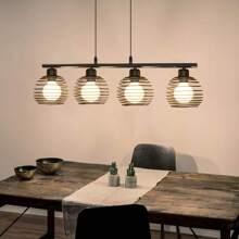 Hanglamp Eettafel Vintage Hanglamp - Zwarte Metalen Eettafellamp E27 Fitting Retro Hanglamp Industrieel Design Restaurantlamp 4-Lichts Lente Hanglamp Voor Eetkamer En Keuken.
