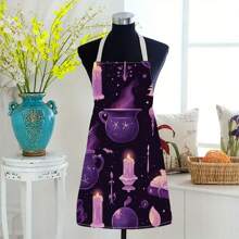 1pc Magical Cauldron And Candlelit Grimoire Apron 3D Pattern Linen Apron For Home Cooking, Kitchen Wear, And Cooking Enthusiasts - Multicolor - View 8