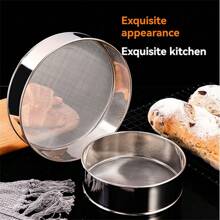 1 件装不锈钢面粉筛，圆形面粉筛细网，适用于烘焙蛋糕面包 - 銀色 - 查看 4