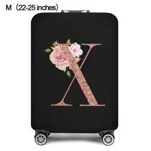 Initial Name A To Z Rose Gold Letter Luggage Cover Stretch Fabric Suitcase Protector Baggage Dust Case Cover Suitable For 18-32 Inch Suitcase Case Travel Organizer Luggage Protector Bag For School School Accessories School Stuff - Black - View 37
