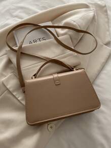 Adjustable Top Handle Elegant Buckle Closure Solid Color Women Handbag
