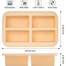 Tray 1 Cup X 4 Portions Big Silicone Freezing With Lid, Soup&Meal, Prep Food Leftovers Freezer Storage Container, 2Pack - 1 cốc - Xem 3