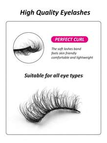 10 pares de pestañas postizas de tira suave en forma de ojo de gato, pestañas postizas naturales de medialuna, pestañas esponjosas y difuminadas de imitación de marta, pestañas postizas falsas de tira suave