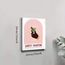 1pc Framed Canvas Poster, Dirty Martini Cocktail Recipe Wall Art Canvas Paintings, Ideal Gift For Bedroom Living Room Corridor, Wall Art, Room Decoration