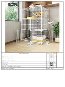 Large Indoor Cat Villa With Pet Hammock, Cat Bathing Cage, Litter Box, Double-Decker Swing & Fence, Anti-Jump Cat Cage
