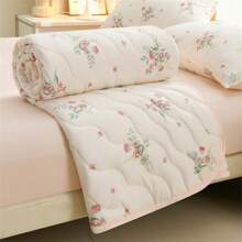 1pc Ditsy Floral Soft Antibacterial Knitted Cotton Summer Quilt, Suitable For Bedroom, Dormitory, Office Nap Blanket, Without Pillow And Pillow Cover - Romantic Rose - View 2