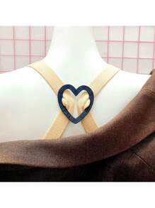 4 Colores Clips de Sostén Invisible con Espalda Cruzada con Forma de Corazón - Ganchos para Sostén, Antideslizante - Multicolor - Ver 4