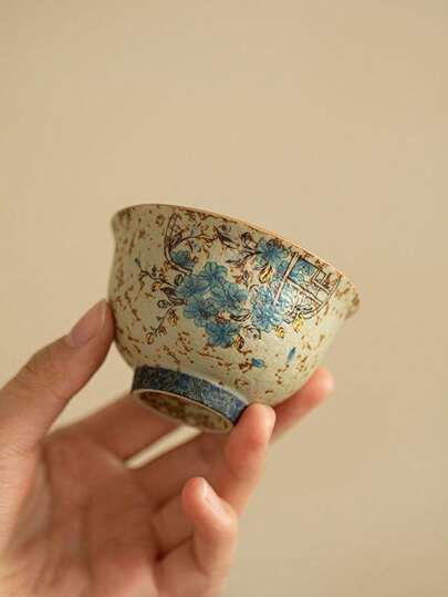 2pcs/4pcs Blue & White Porcelain Lotus Pattern Teacup Set, Chinese Style Elegant Hand-Painted Gold Trim Tea Cup For Tea Ceremony, Suitable For Red Tea, Saudi Arabian Coffee, Ideal Gift For Friends Back To School