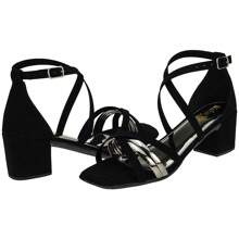 Women's Sandals With Low Thick Heel And Square Toe, X-Strap - màu đen - Xem 4