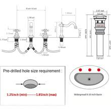 Widespread Bathroom Sink Basin Faucet With Waterfall Design, 2 Handle, 3 Hole Vanity Mixer Tap For Enhanced Style And Functionality