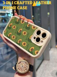 1 pieza Funda de teléfono con tacto, diseño vertical a rayas, ilustración de aguacate dibujada a mano bonita, carcasa suave de TPU blanco a prueba de golpes compatible con iPhone 16, 15, 14, 13, 12, 11 Pro Max/Redmi/Infinix/Vivo/OPPO/Honor